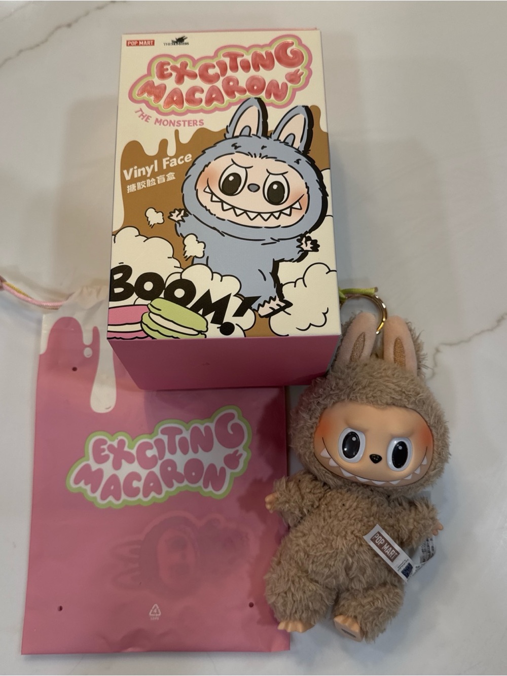 Authentic POP MART Exciting Macaron Vinyl Face Labubu- Beige